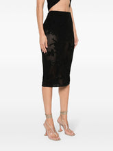 Blumarine Embroidered Pencil Midi Skirt Black 