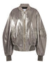 The Attico Mirrored Leather Bomber Jacket Silver silver