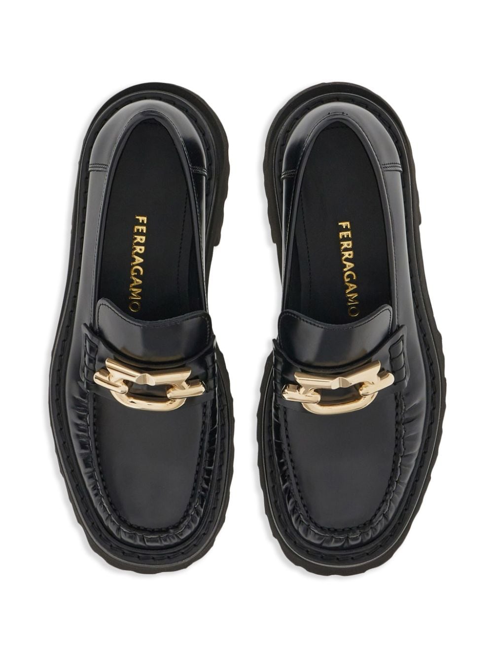 Gancini-buckle leather loafers