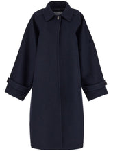 Ferragamo Single-Breasted Wool Coat with High Neck Blue