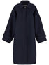 Ferragamo Single-Breasted Wool Coat with High Neck Blue