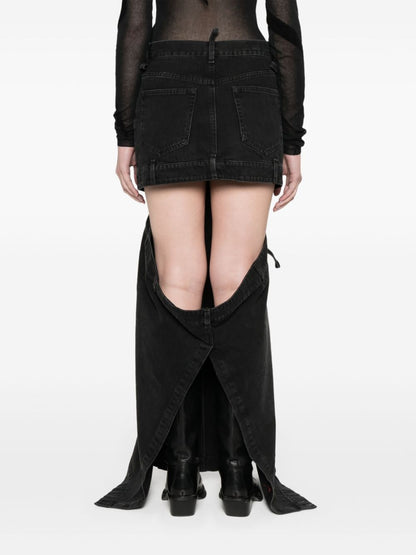 The Attico Cotton Floor-Length Embroidered Cut-Out Skirt Black