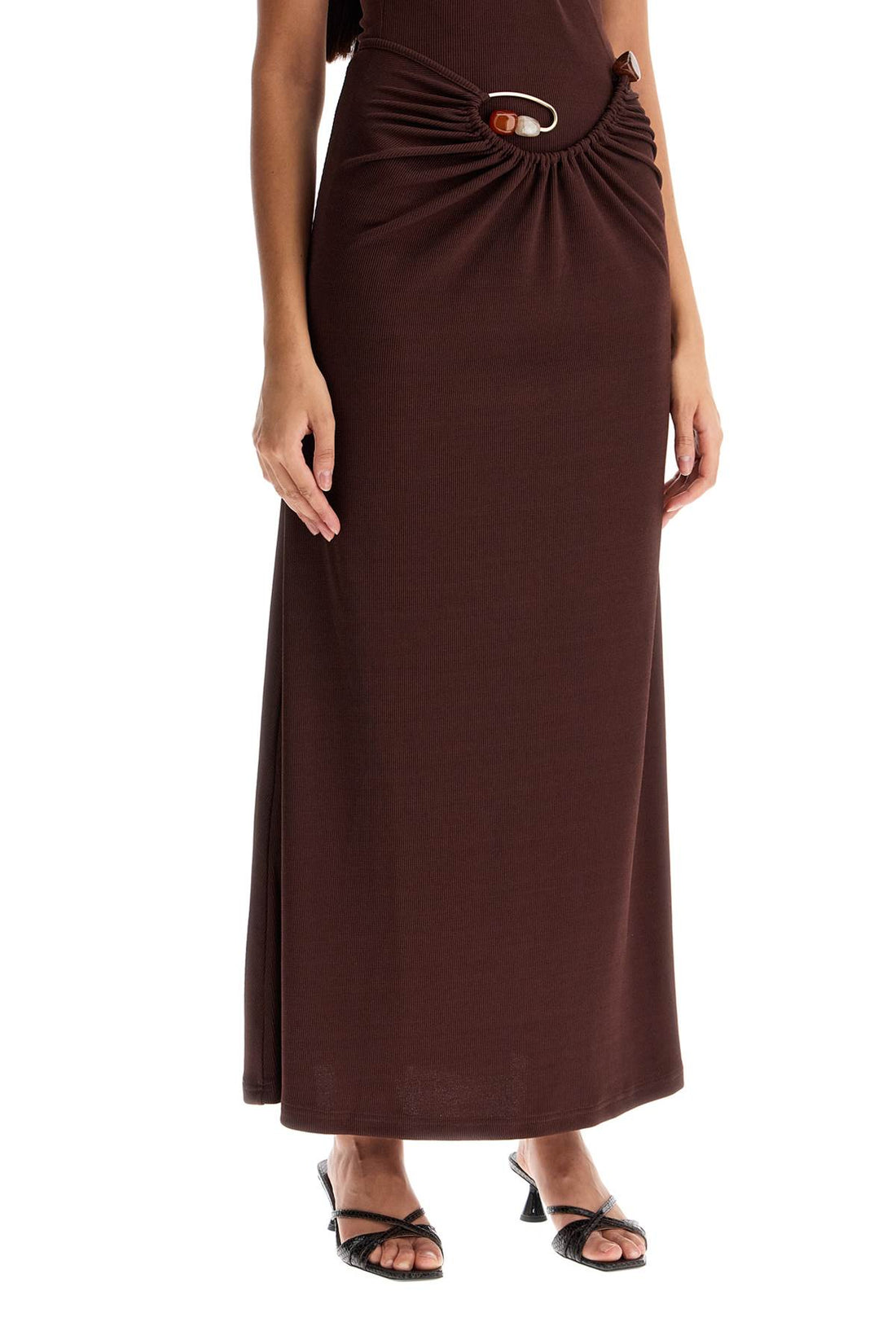 Spiral crystal knit long skirt