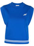 Autry Striped-Trim Embroidered Logo Blue Sweater Blue