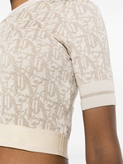 monogram-jacquard knitted crop top