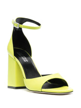 Paris Texas Block-Heel Open-Toe Leather Sandals Green