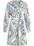 Etro Patchwork Print Belted Midi Dress Clear Blue