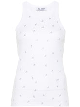 The Attico Ribbed Cotton Rhinestone Logo Sleeveless Top White