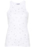 The Attico Ribbed Cotton Rhinestone Logo Sleeveless Top White
