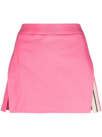 Palm Angels Stripe-Detail A-Line Cotton Mini Skirt Pink