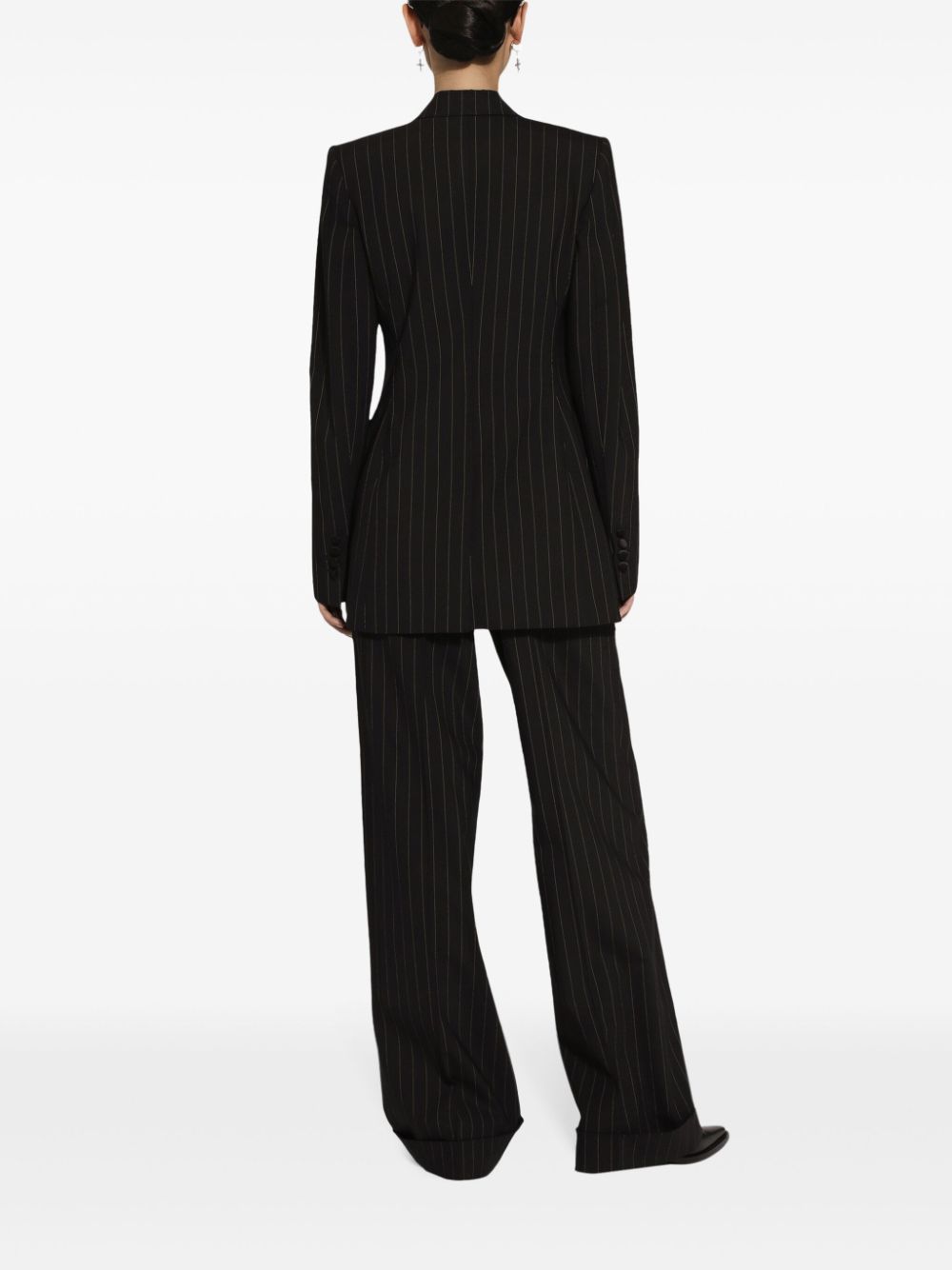 Flared pinstripe wool pants