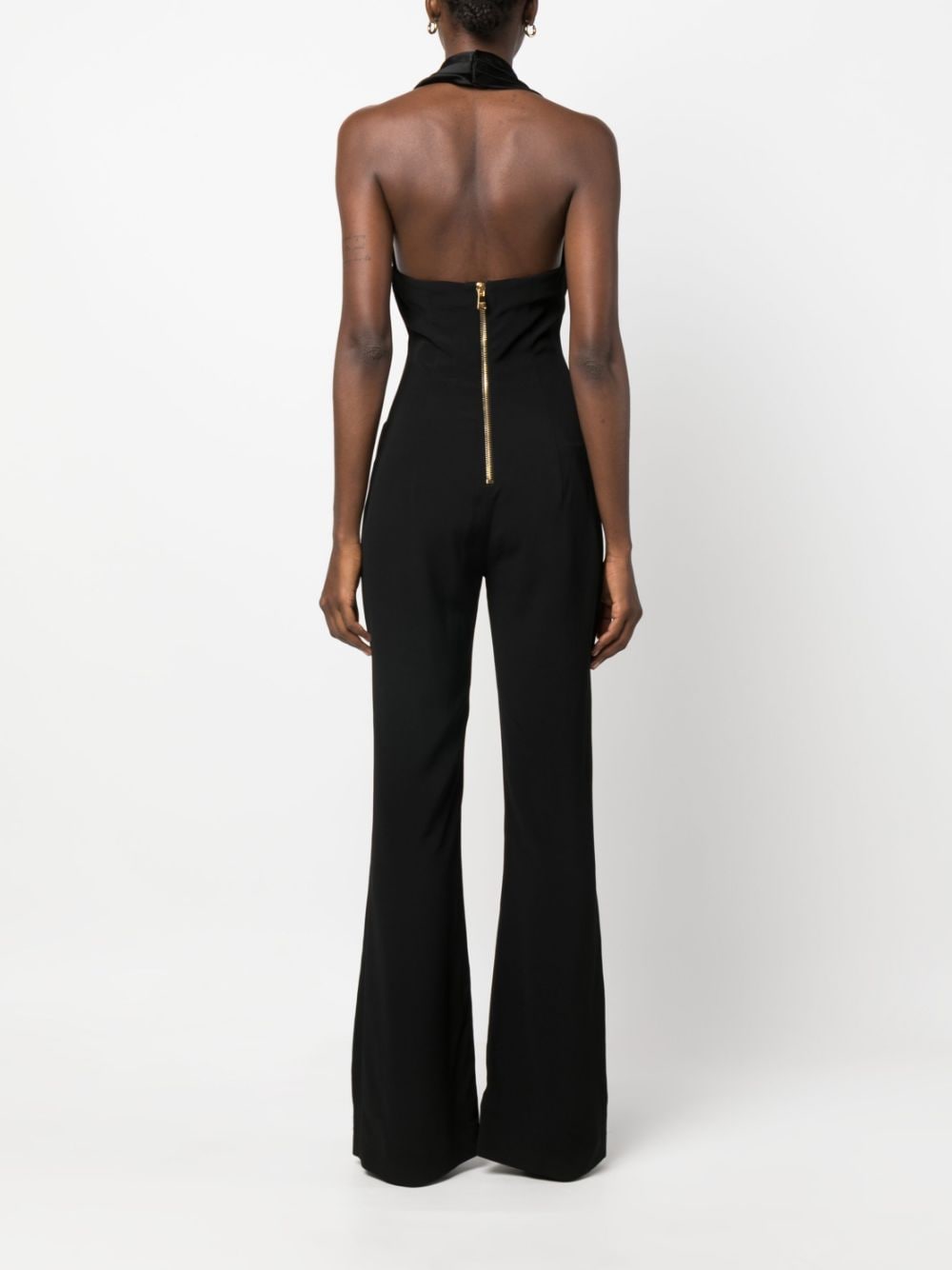 COWL NECK CREPE FLARE JUMPSUIT