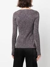 GCDS Glittered V-Neck Knitted Cardigan Grey