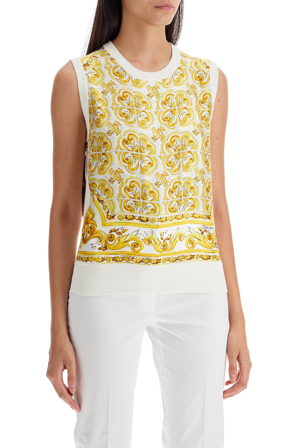 D&amp;G Maiolica silk sleeveless top