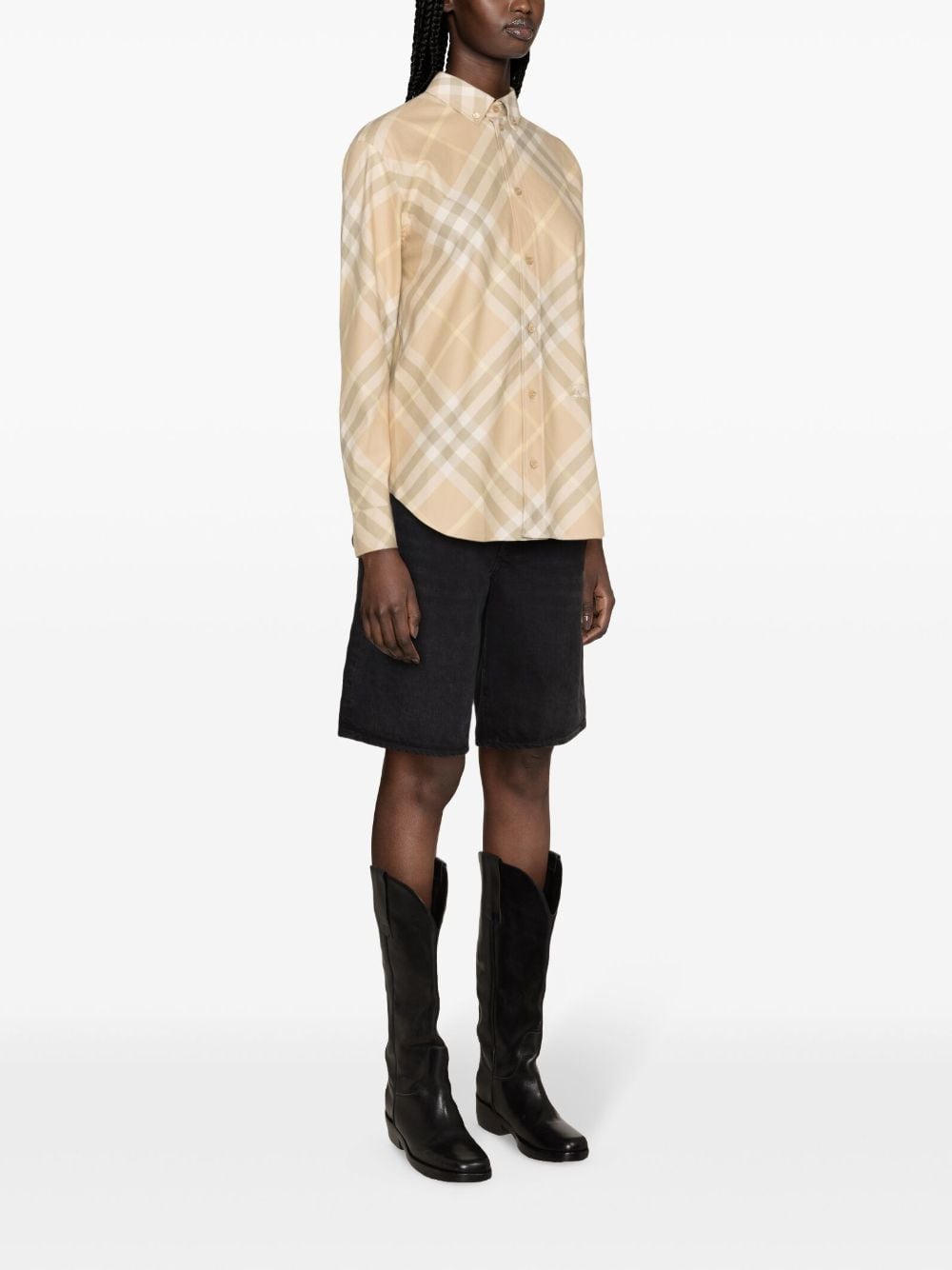 Burberry Vintage Check Cotton Shirt Light Beige
