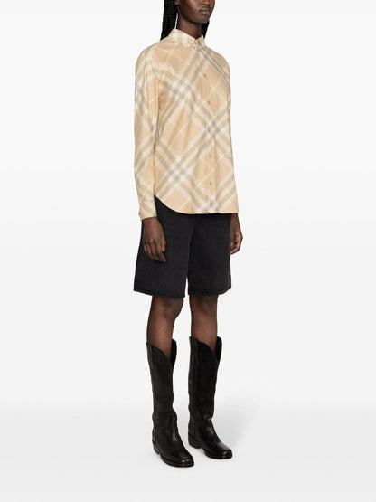 Burberry Vintage Check Cotton Shirt Light Beige