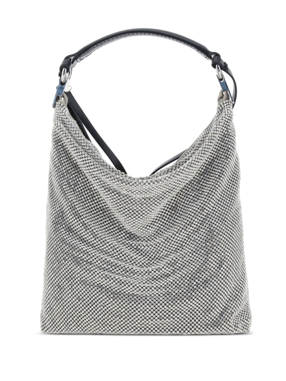 Benedetta Bruzziches Bella Ciao Silver Rhinestone-Embellished Draped Shoulder Bag Silver