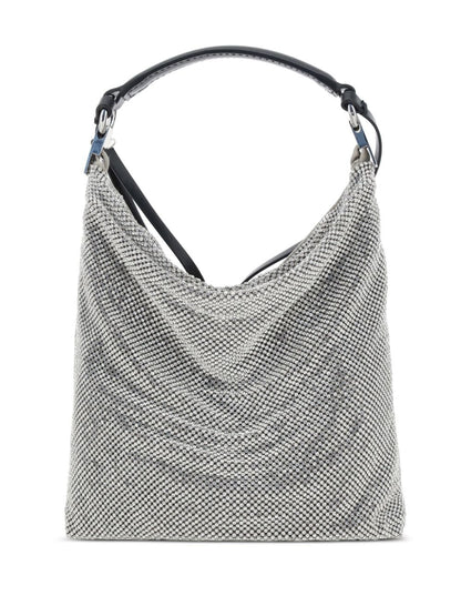Benedetta Bruzziches Bella Ciao Silver Rhinestone-Embellished Draped Shoulder Bag Silver