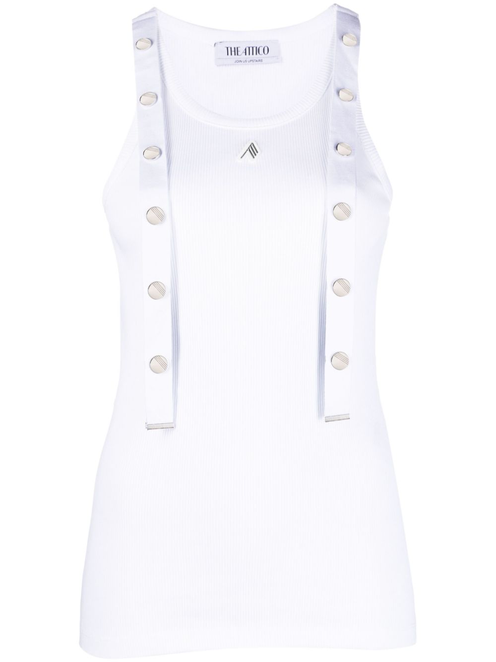 The Attico Ribbed-Knit Embellished Cotton Tank Top White