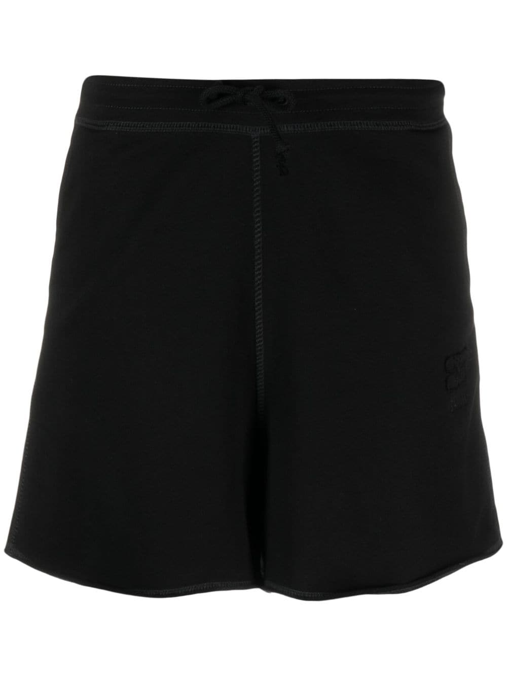 Ganni Logo-Patch Organic Cotton Jersey Shorts Black